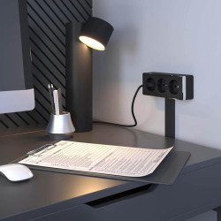 Розетка тройная с/з со шторками Werkel Gallant черный/хром W5073135 4690389163890