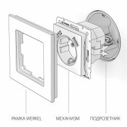 Розетка Werkel с заземлением, шторками и USBх2 серебряная W1171506 4690389156458