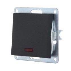 Переключатель LK Studio 1-кл., на 2 направления, c индикатором (схема 6L) 16 A, 250 B (черный бархат) LK80 840408-1