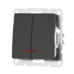 Выключатель LK Studio 2-кл., с индикаторами (схема 5L) 16 A, 250 B (черный бархат) LK60 861208-1